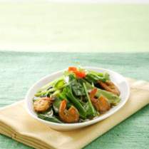 Cara membuat Tumis Horenso & Kapri Bumbu Kari - Resep Masakan Rumahan