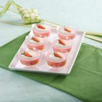 Cara membuat Puding Cup Stroberi Buah Koktail - Resep Masakan Rumahan