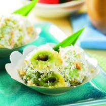Cara membuat UBI PANDAN BALUT KACANG - Resep Masakan Rumahan