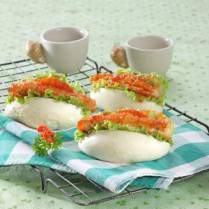 Cara membuat Bakpao Sandwich Katsu Pedas - Resep Masakan Rumahan