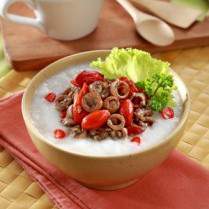 Cara membuat Bubur Ayam Cumi Telur Pedas - Resep Masakan Rumahan