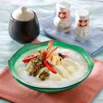 Cara membuat Bubur Udang Sawi Asin - Resep Masakan Rumahan