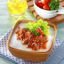 Cara membuat Bubur Ayam Daging Barbeque - Resep Masakan Rumahan