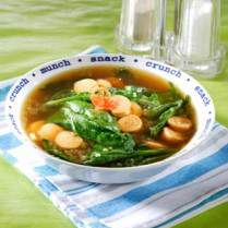 Cara membuat Sup Horenso Sosis Ayam - Resep Masakan Rumahan