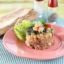 Cara membuat Tim Beras Merah Sayuran - Resep Masakan Rumahan