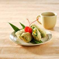 Cara membuat Risoles Pandan Vla Jagung Nangka - Resep Masakan Rumahan
